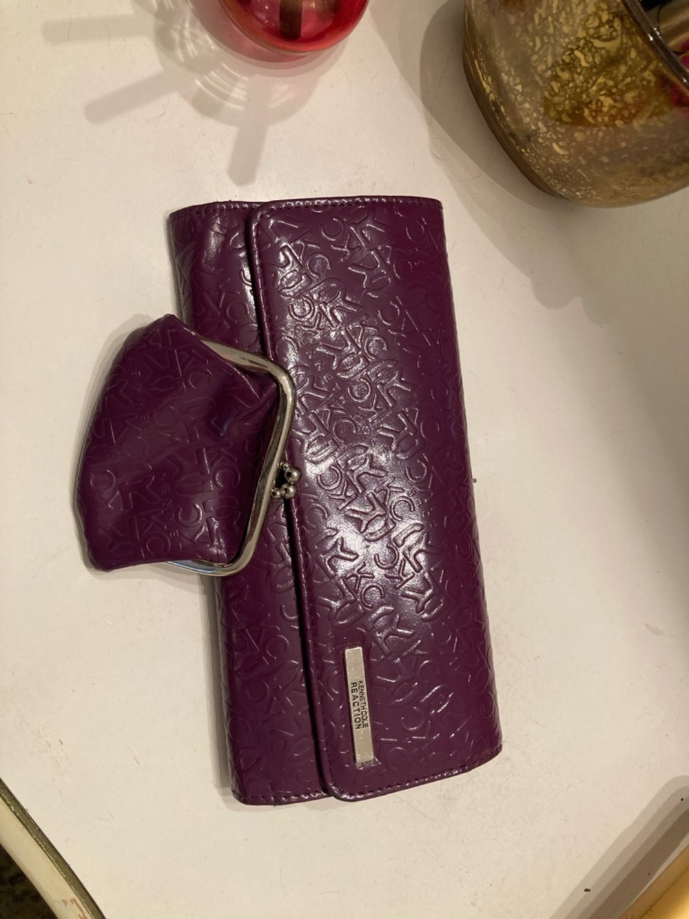 Kenneth Cole Reaction Purple Embossed Wallet with Coin Pouch